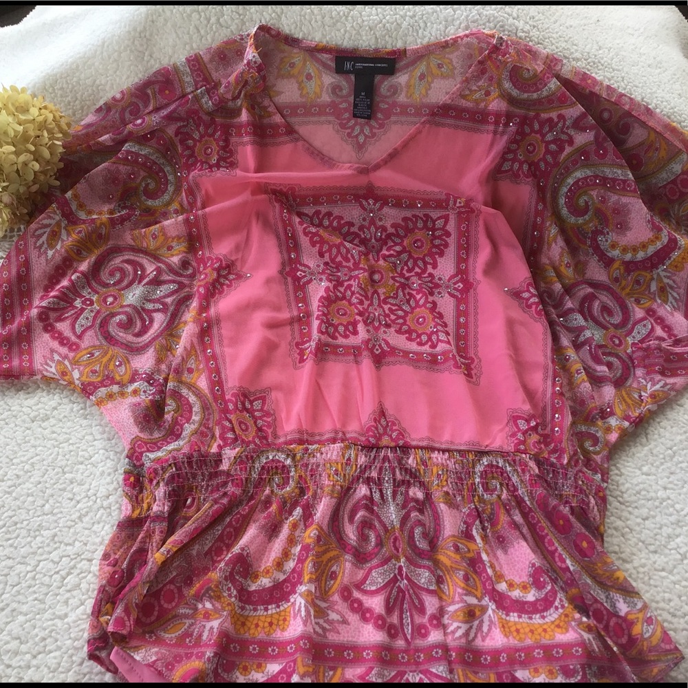 INC raglan rhinestone top